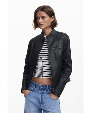 Desigual Mandarin Collar Jacket - Blue