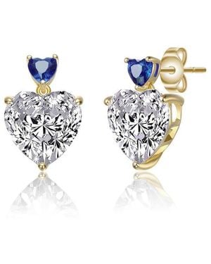 Rachel Glauber Dainty 14k Gold Plated Cz Heart Earrings - White