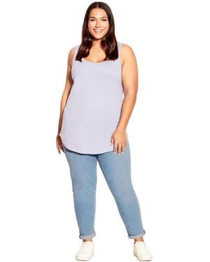 Avenue Plus Size Denim Girlfriend Stretch Jean - Blue