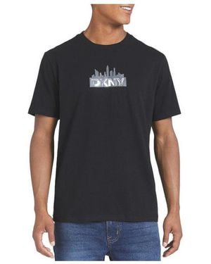 DKNY Metallic Logo Classic-fit T-shirt - Black