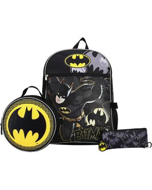 Dc Comics Dc Comic Book Batman Symbol 5-piece Backpack Accessory Set For Boys - Black