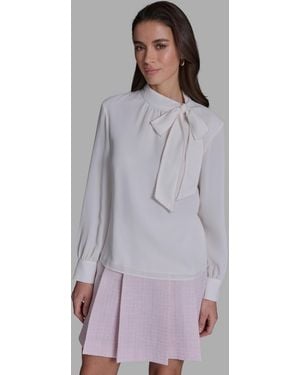 BCBGMAXAZRIA Long-sleeve Tie-neck Blouse - Purple