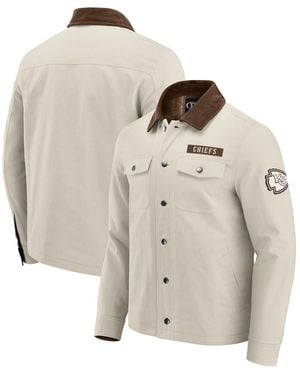 Fanatics Darius Rucker Collection By X Nfl Kansas City Chiefs Midweight Canvas Full-button Jacket - Natural