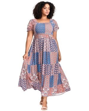 Avenue Plus Size Sophia Shirred Bodice Maxi Dress - Purple