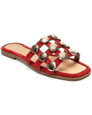 Forever & Always Shoes Forever And Always Shoes Bareon Leather Slippers - Red