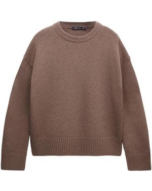 Mango Selection Crewneck Wool-blend Sweater - Brown