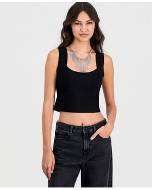 Guess Karmen Mirage Back-cutout Cropped Tank Top - Black