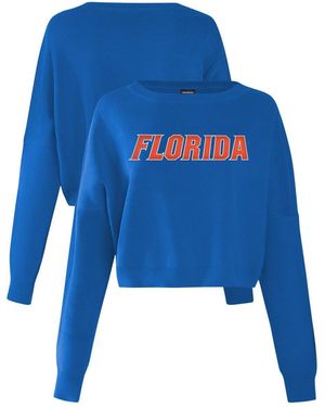 Hype and Vice Florida Gators Oversized Cropped Ivy Knit Pullover Sweater - Blue