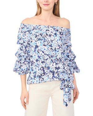 Vince Camuto Off-the-shoulder Bubble Sleeves Top - Blue