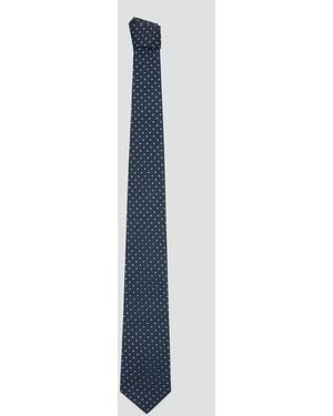 Mango Polka-dot Silk-blend Wide Tie - Blue