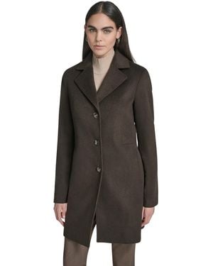 Calvin Klein Single-breasted Wool Blend Coat - Brown