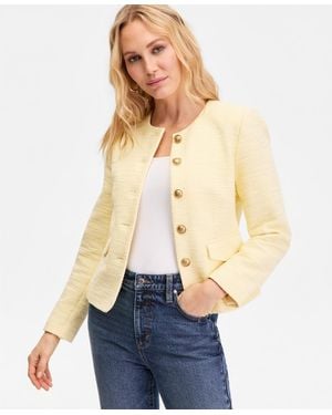 INC International Concepts Collarless Cotton Tweed Jacket - White