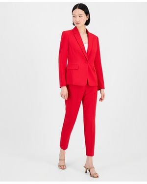 Tahari One-button Pantsuit Set - Red