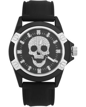 Ed Hardy Matte Silicone Strap Analog Watch 44mm - Black