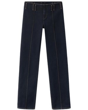 Mango Low-rise Straight-leg Contrasting Stitching Jeans - Blue