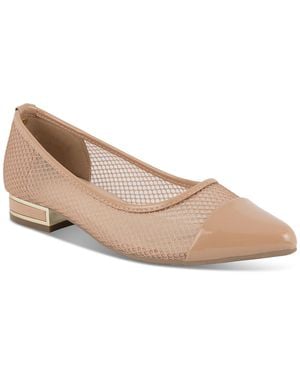 Jones New York Qilulla Mesh Pointed Cap Toe Flats - Natural