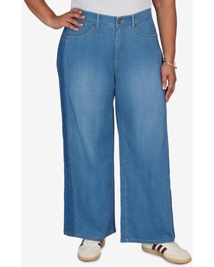 Ruby Rd. Plus Size Two-tone Wide Leg Denim Jean - Blue