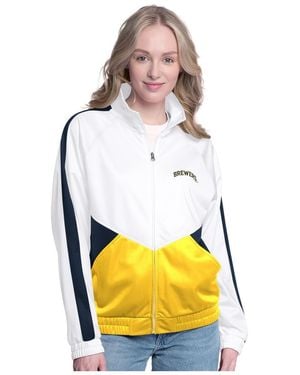 G-III 4Her by Carl Banks Â White/navy Milwaukee Brewers Rally Rhinestone Raglan Full-zip Track Jacket