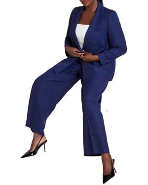 Eloquii Plus Size Pinstripe Trouser - Blue