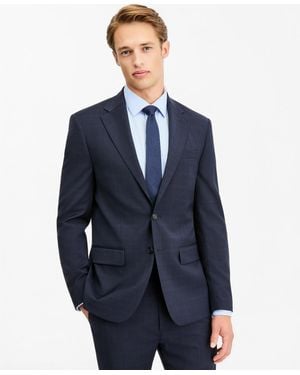 Calvin Klein Slim-fit Wool-blend Plaid Suit Jacket - Blue