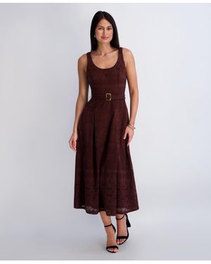 Kensie Crochet Knit Scoop Neck Dress - Red
