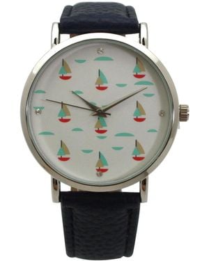 Olivia Pratt Oliva Pratt Faux Leather Sailing Boats Dial Watch - Gray