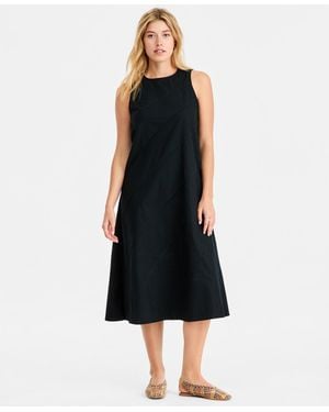 On 34th Linen-blend Diagonal Seam Midi Dress - Black