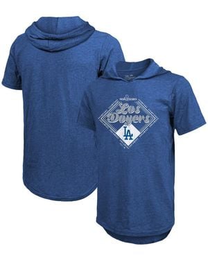 Majestic Los Angeles Dodgers 2024 World Series Champions Tri-blend Hoodie T-shirt - Blue