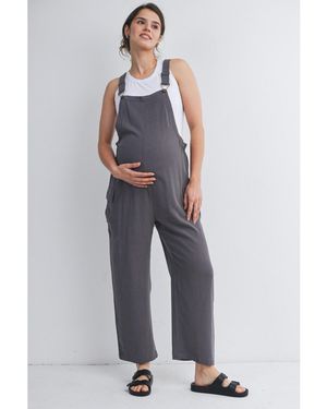 Hello Miss Maternity Straight Leg Adjustable Overalls - Blue