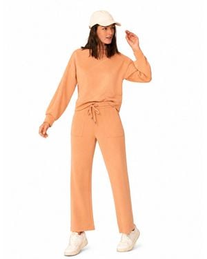 Cable & Gauge Mockneck Modal Top And Wide Leg Pant - Orange