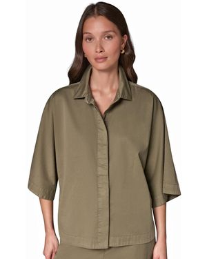 Donna Karan Weekend Bali Dolman 3/4-sleeve Button-front Shirt - Green