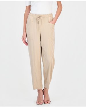 Anne Klein Annie Klein Tie-waist Straight-leg Ankle Pants - Natural