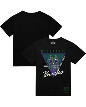 Mitchell & Ness Milwaukee Bucks Worldwide Collection Tri-logo T-shirt - Black