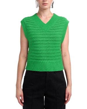 10 Crosby Derek Lam Bryce Textured Knit V-neck Sweater - Green