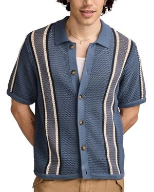 Lucky Brand Short Sleeve Striped Button-front Shirt - Blue