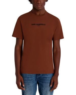 Karl Lagerfeld Core Short Sleeve Crewneck Logo T-shirt - Brown