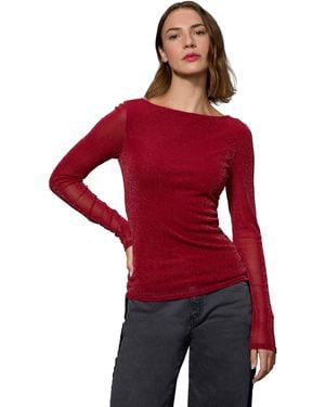Sanctuary Sparkle Boatneck Long-sleeve T-shirt - Red