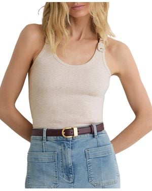 Reiss Bella Ribbed Scoop Neck Tank Top - White