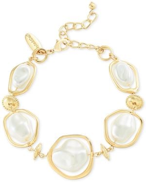 Style & Co. Gold-tone Baroque Imitation Pearl Orbital Flex Bracelet - Metallic