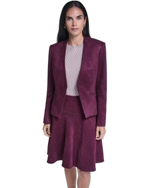 Calvin Klein Collarless Open-front Long-sleeve Blazer - Purple