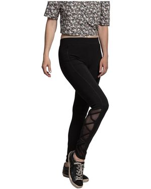 Standards & Practices Interlaced Mesh leggings With Side Pockets - Black