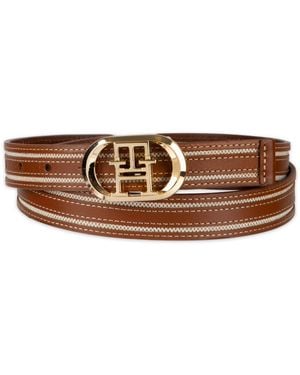 Tommy Hilfiger Monogram Plaque Buckle Casual Belt - Brown
