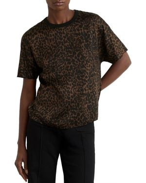 Reiss Silk Animal-print Short-sleeve Top - Black
