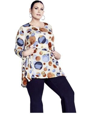 Avenue Plus Size Leisure Button Tunic - Blue