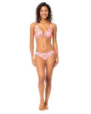 Raisins West Side V Neck Swim Bikini Top Luna Printed Swim Bottoms - Orange