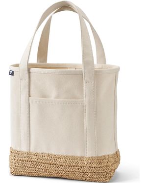 Lands' End Medium Raffia Open Top Canvas Tote Bag - Natural