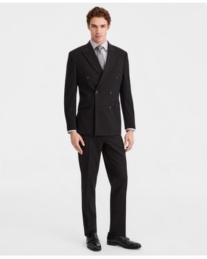 Kenneth Cole Double-breasted Slim-fit 2-piece Suit - Black