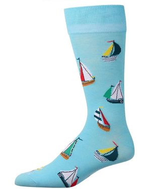 Memoi Sail Away Novelty Crew Socks - Blue