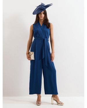 Phase Eight Maisley Pleated Cropped Jumpsuit - Blue