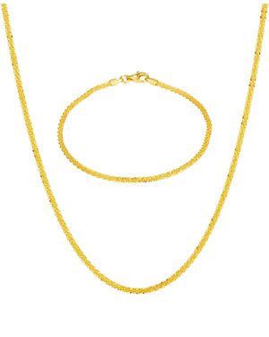 Giani Bernini Intricate Design Sparkle Criss-cross Necklace And Bracelet Set - Metallic
